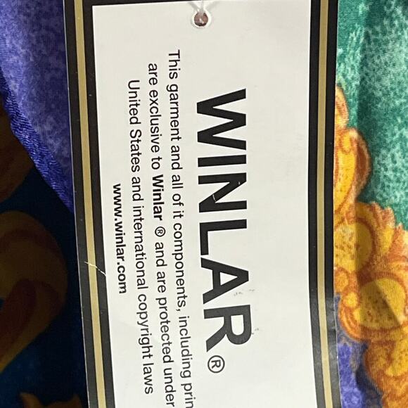 WINLAR Women Maci Dress Tunic Multicolor Satin Paisley Beach OS Boho Summer New - Picture 6 of 8